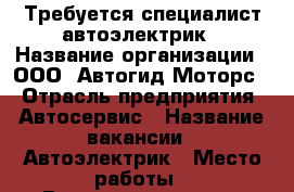 Требуется специалист автоэлектрик › Название организации ­ ООО “Автогид Моторс“ › Отрасль предприятия ­ Автосервис › Название вакансии ­ Автоэлектрик › Место работы ­ Волгоградская 29 › Подчинение ­ дирекция › Минимальный оклад ­ 20 000 › Максимальный оклад ­ 35 000 › Процент ­ 40 › База расчета процента ­ от выполненных работ - Волгоградская обл., Камышинский р-н, Камышин г. Работа » Вакансии   . Волгоградская обл.